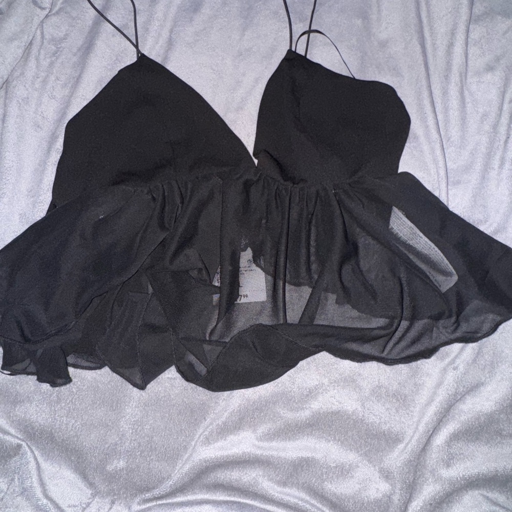 Forever 21 Black Chemise with Ruffled Layers